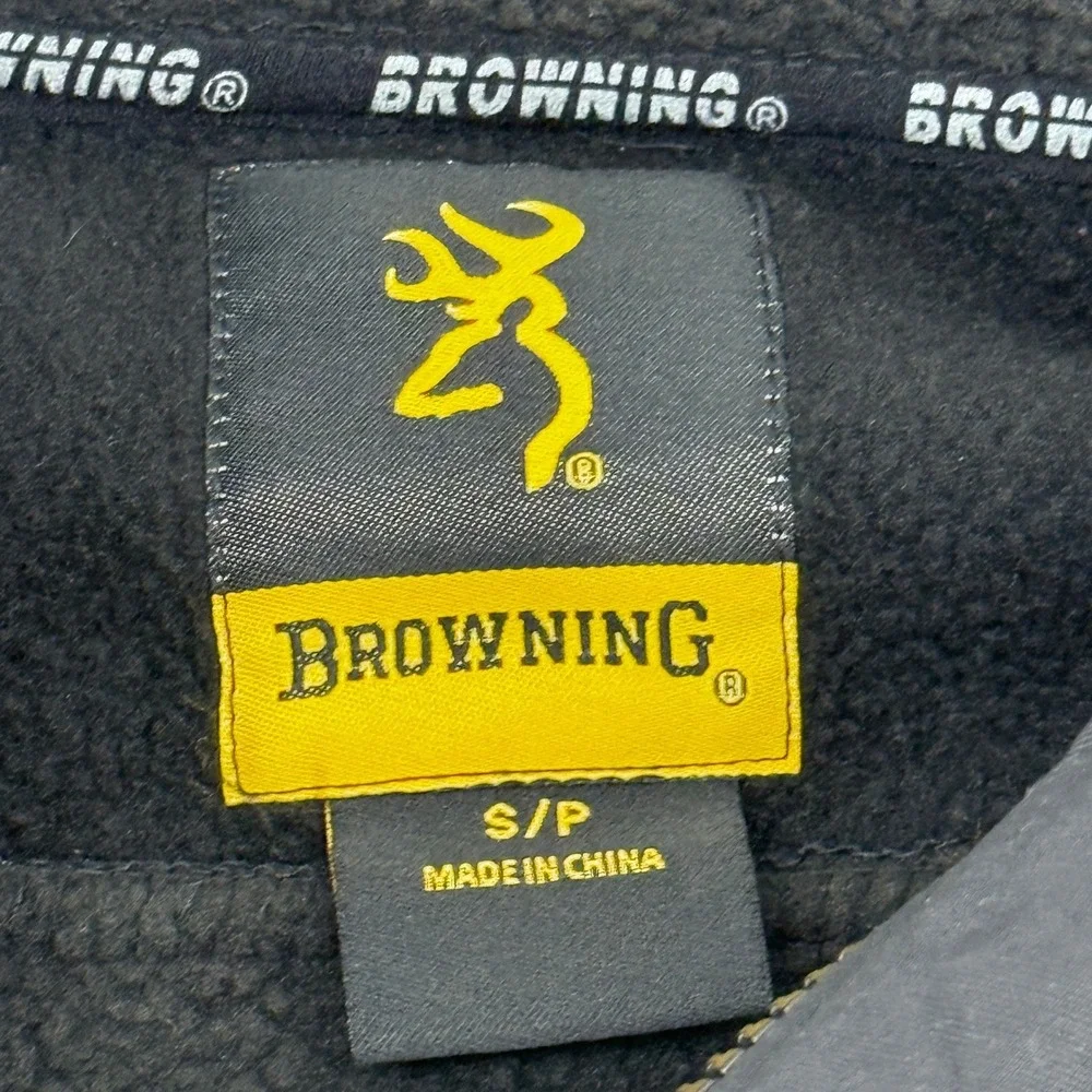 Browning Mens S Black Full Zip Jacket Fleece‎ Lined Outdoor Hunting